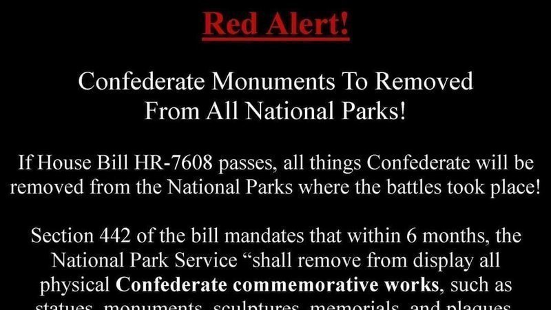 HR 7608 Bill to remove Confederate Statues Confederate Monuments
