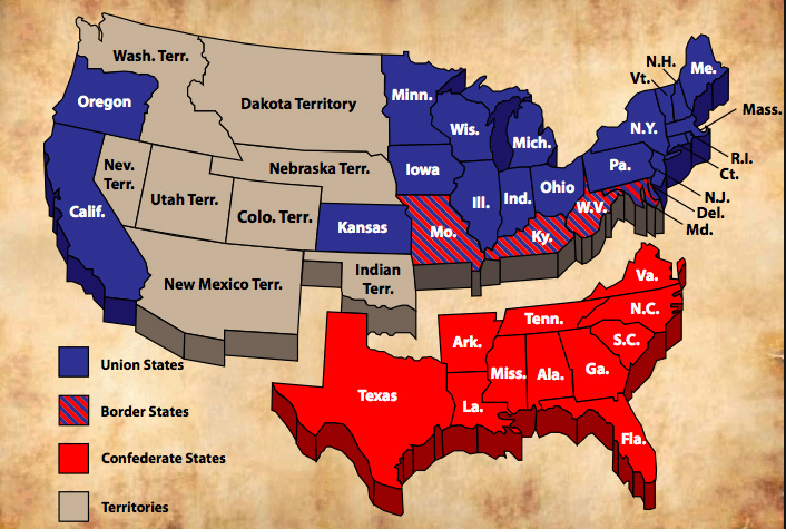 United States Map 1861 Secession